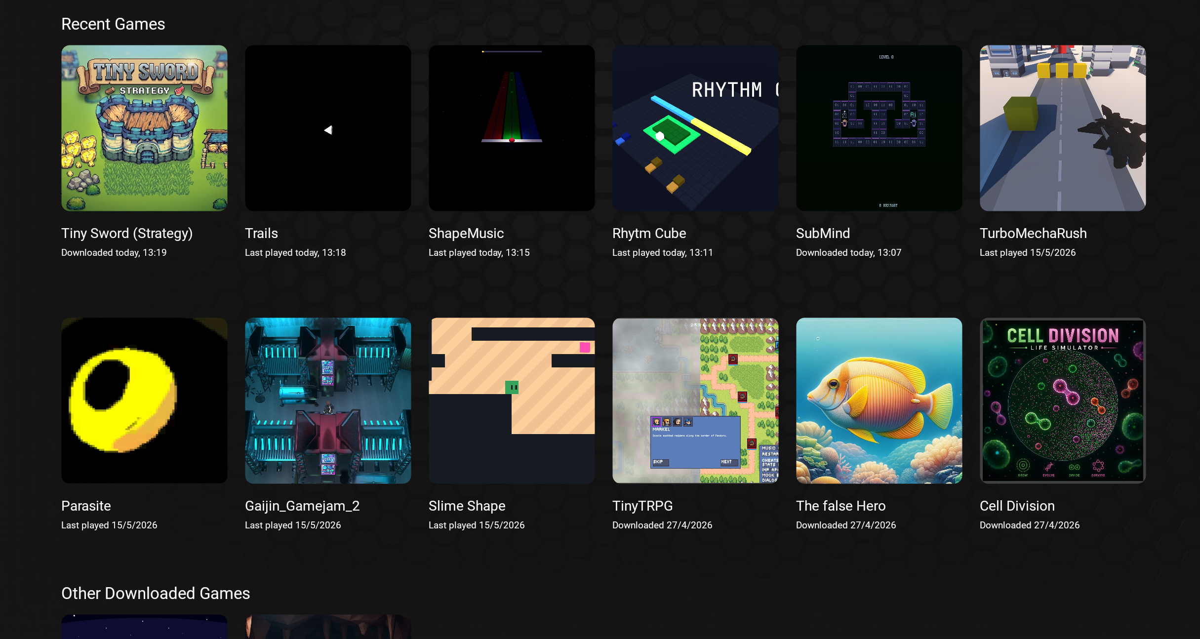 Home tab grid layout